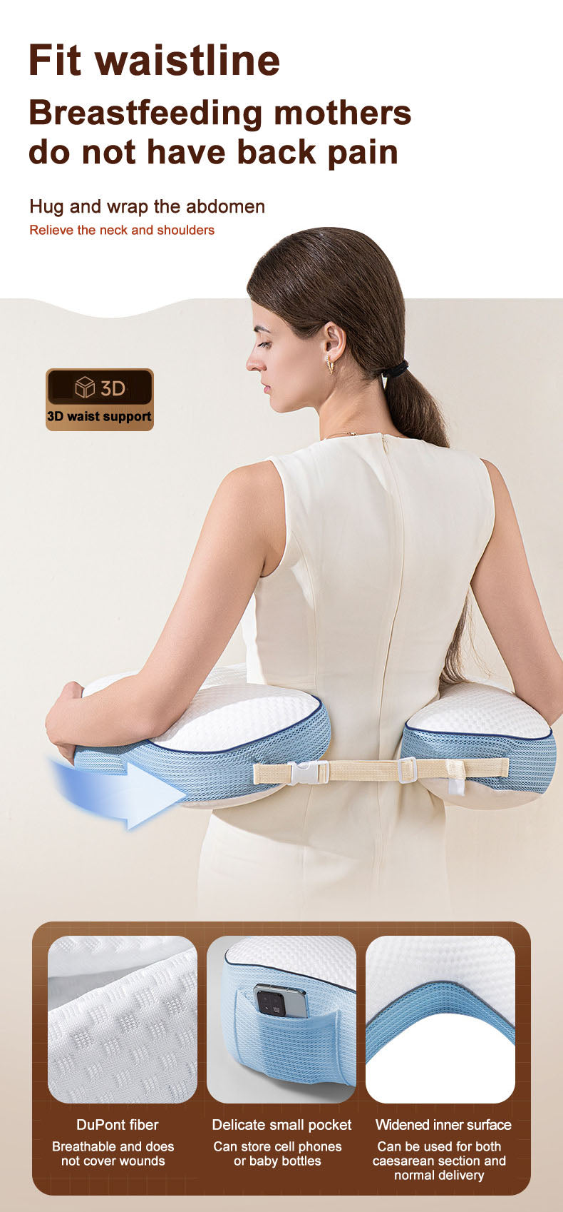 Hugging Type Baby Feeding Nursing Pillow Lumbar Support Cushion Lying Auxiliary