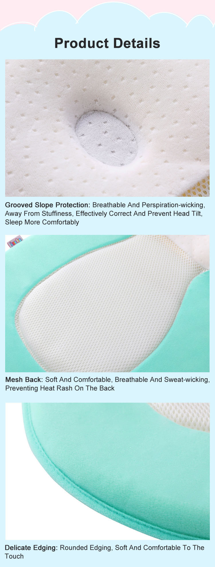 Baby Newborn Portable Pillow Lounger Bed Anti Flat Head Memory Foam