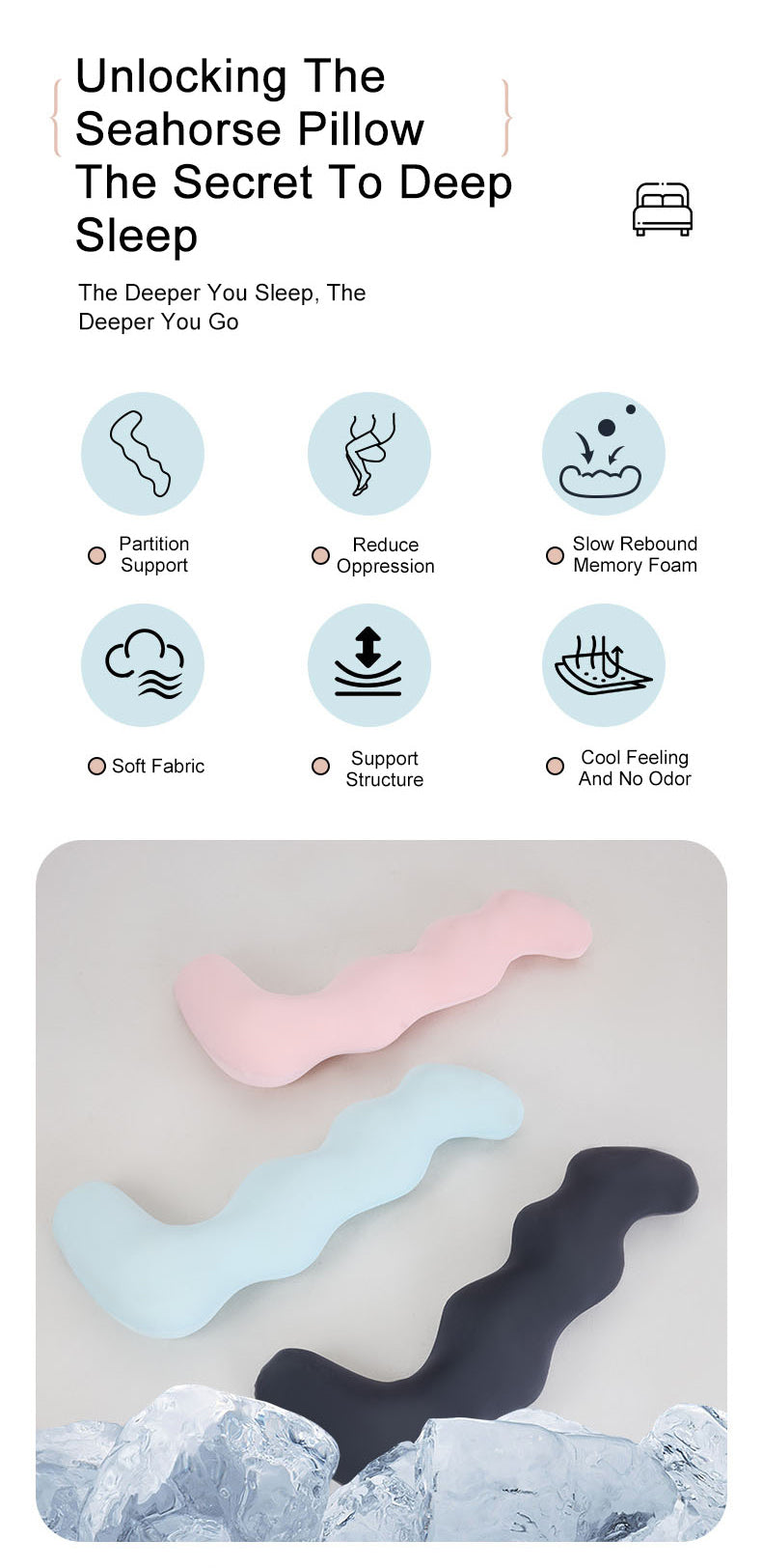 memory foam ice silk cool sleeping pillow sleeping leg pregnant pillow