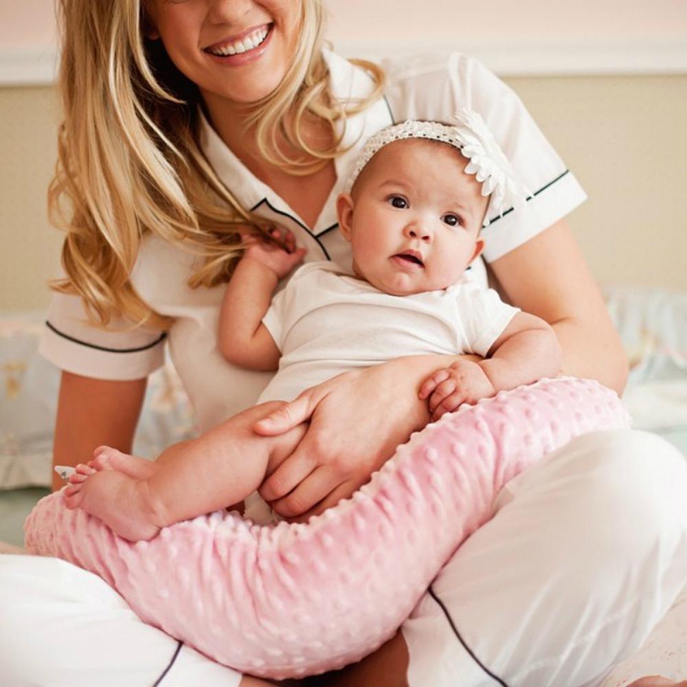 Portable Breastfeeding Angled Nursing Feeding Pillow Case Soft Minky Dot
