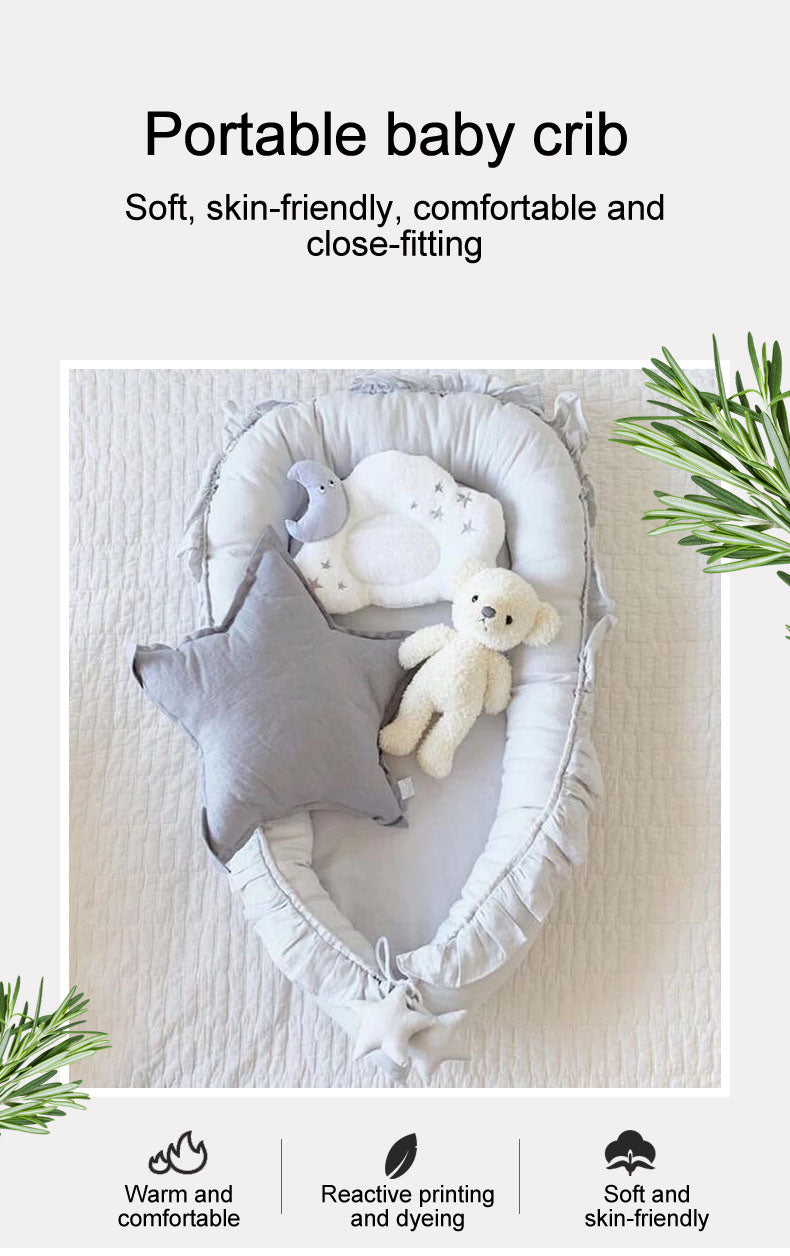 Ruffle Baby Travel Nest Lounger Crib Portable Cocoon Bionic with Pillow