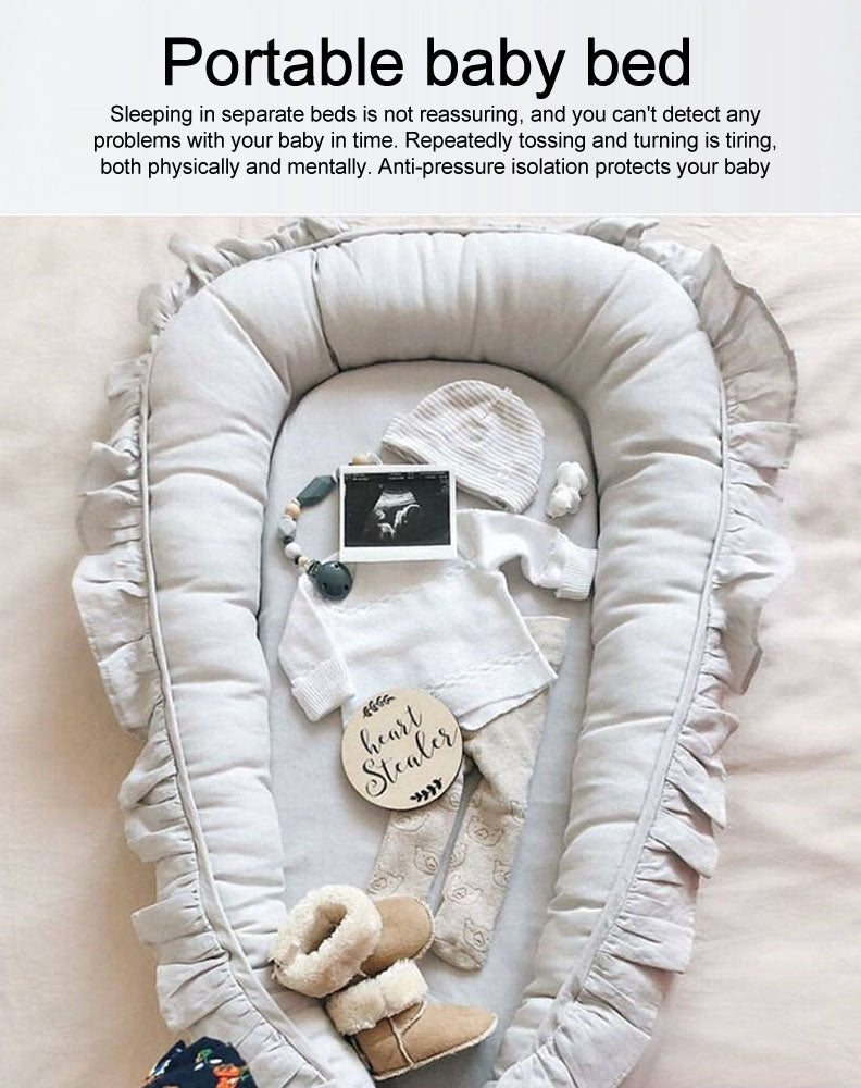 Ruffle Baby Travel Nest Lounger Crib Portable Cocoon Bionic with Pillow