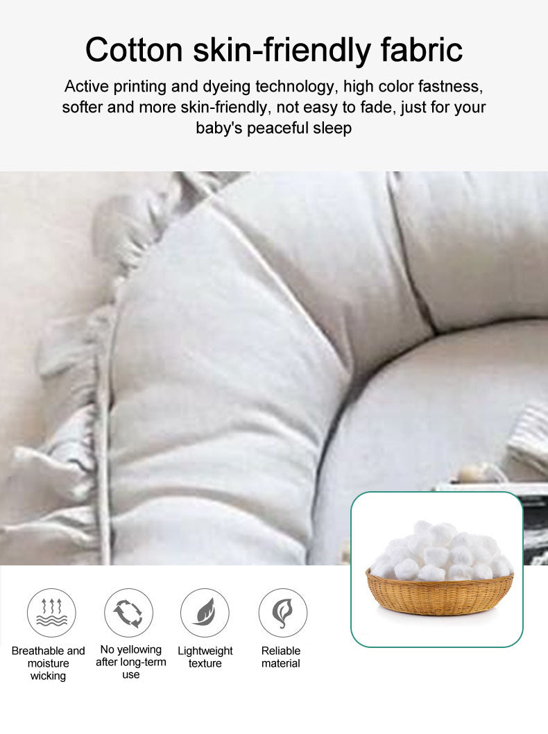 Ruffle Baby Travel Nest Lounger Crib Portable Cocoon Bionic with Pillow