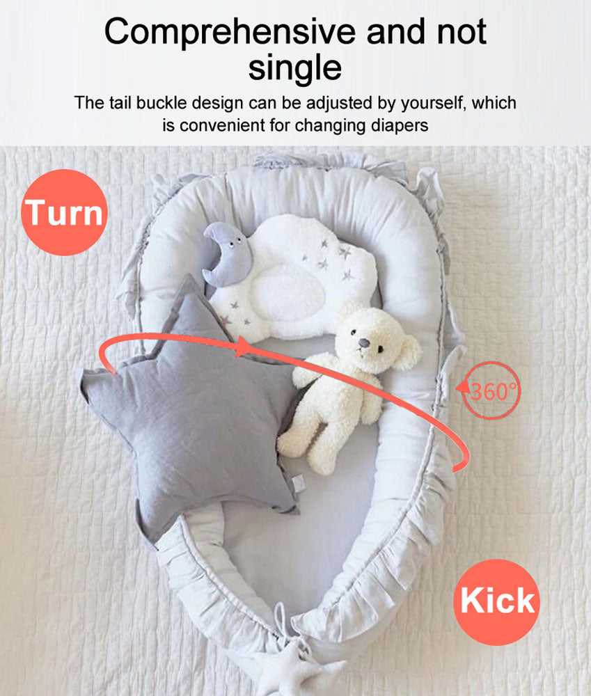 Ruffle Baby Travel Nest Lounger Crib Portable Cocoon Bionic with Pillow