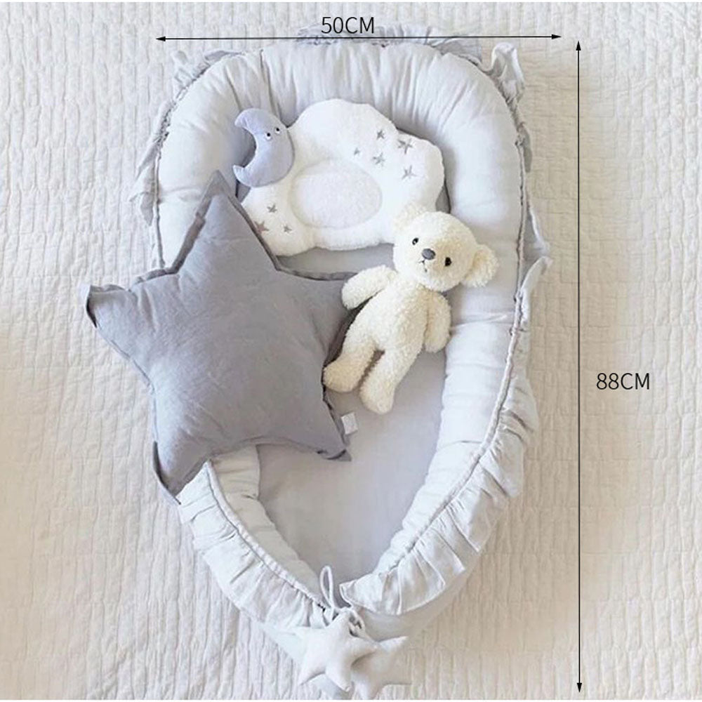 Ruffle Baby Travel Nest Lounger Crib Portable Cocoon Bionic with Pillow