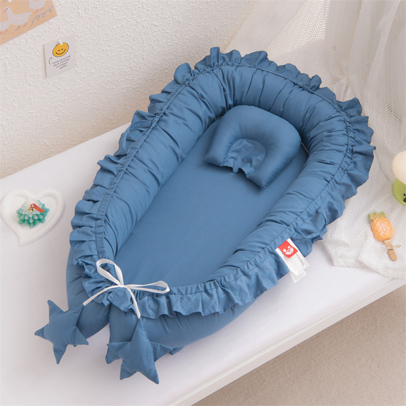 Ruffle Baby Travel Nest Lounger Crib Portable Cocoon Bionic with Pillow