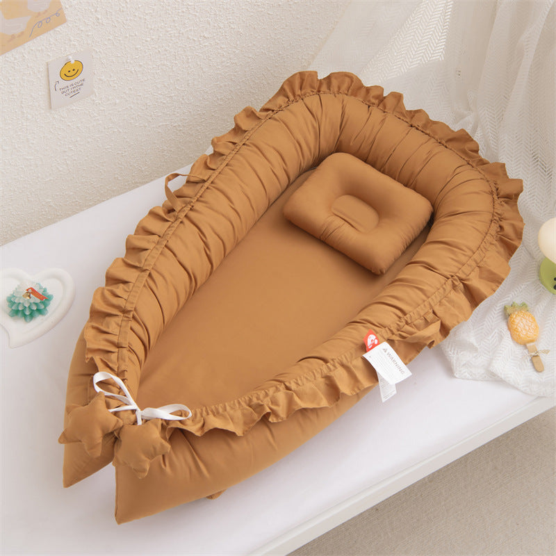 Ruffle Baby Travel Nest Lounger Crib Portable Cocoon Bionic with Pillow