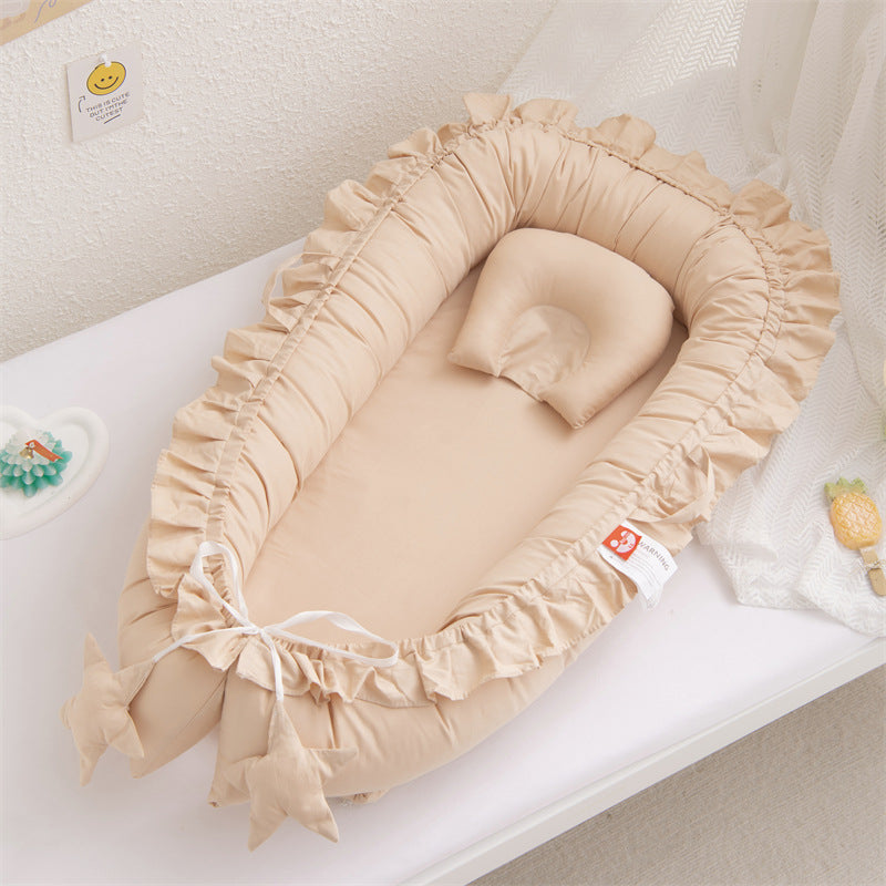 Ruffle Baby Travel Nest Lounger Crib Portable Cocoon Bionic with Pillow