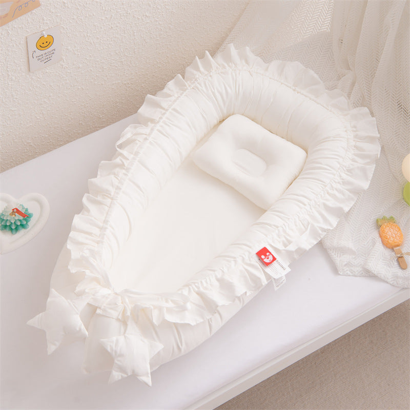 Ruffle Baby Travel Nest Lounger Crib Portable Cocoon Bionic with Pillow
