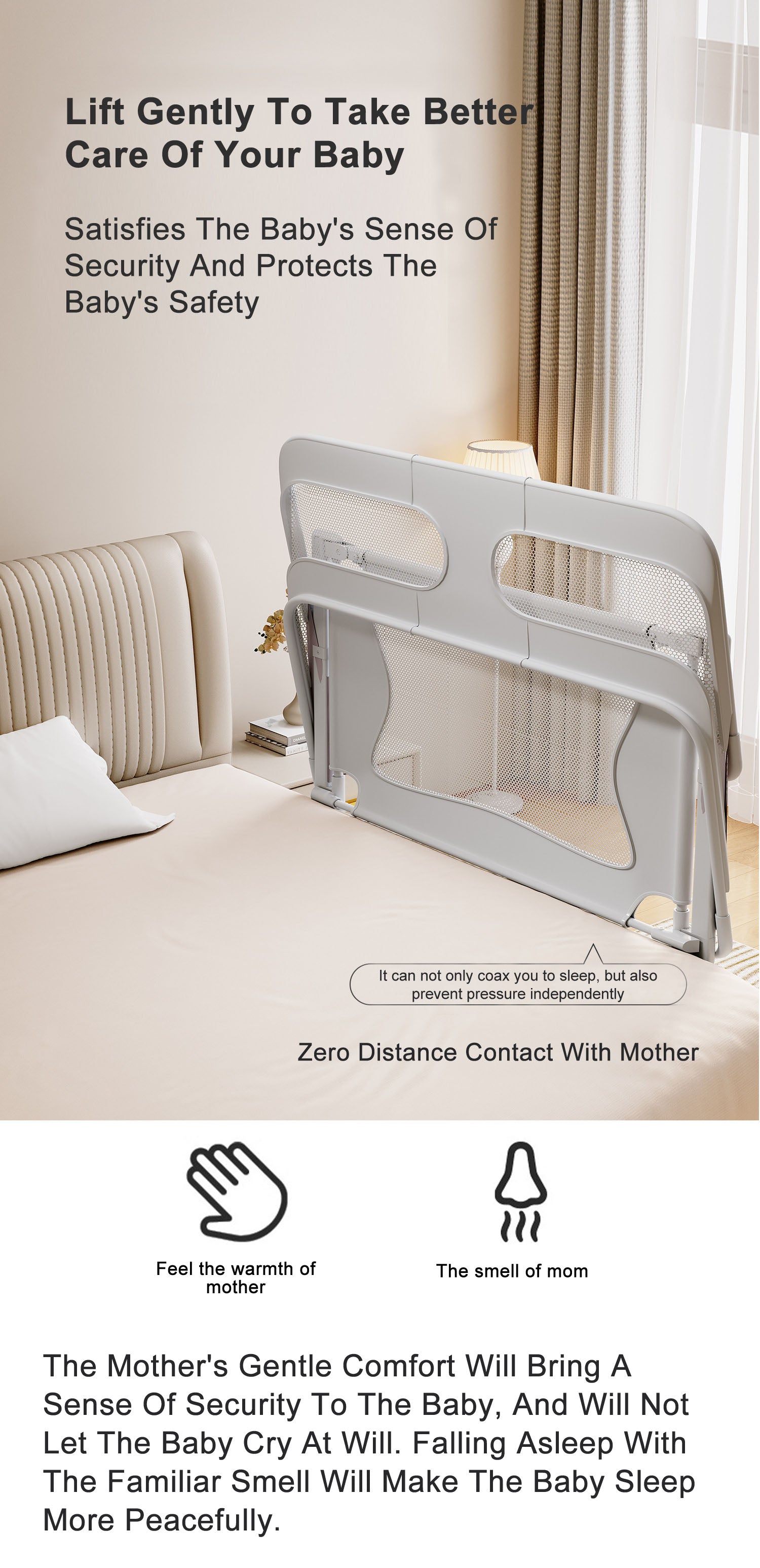Baby Bed Bedside Sleeper 3 in 1 Folding Portable Crib Breathable Safe Bassinet