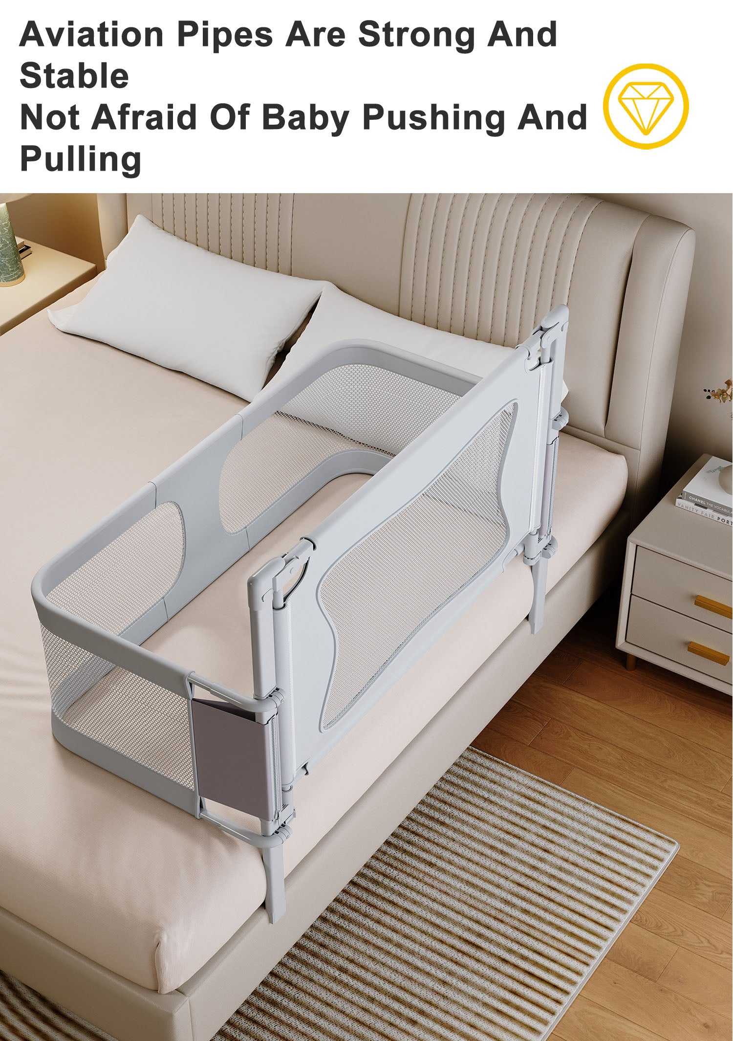 Baby Bed Bedside Sleeper 3 in 1 Folding Portable Crib Breathable Safe Bassinet